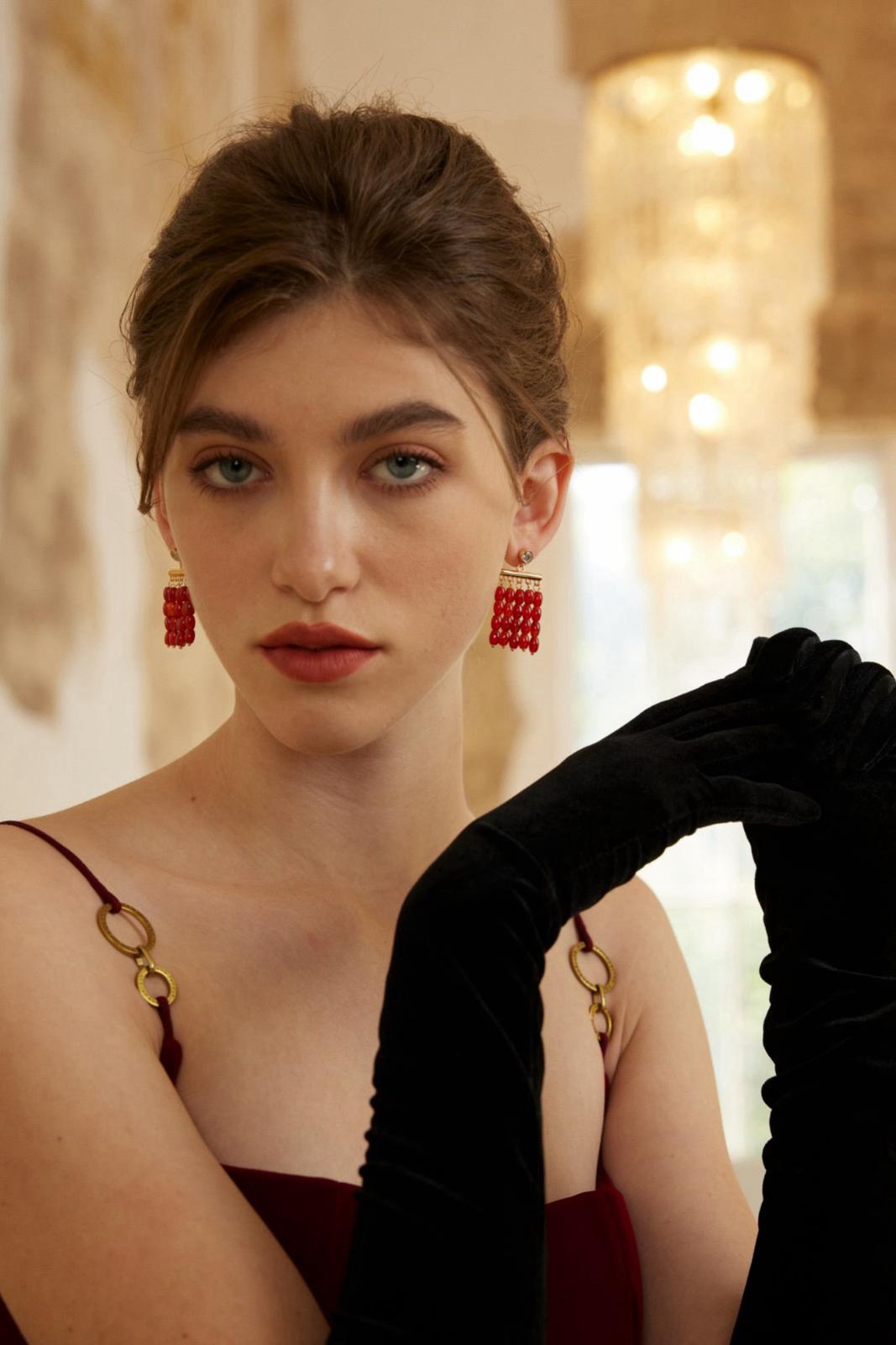 Whispers of Crimson|S925 Silver Agate Dangle Earrings