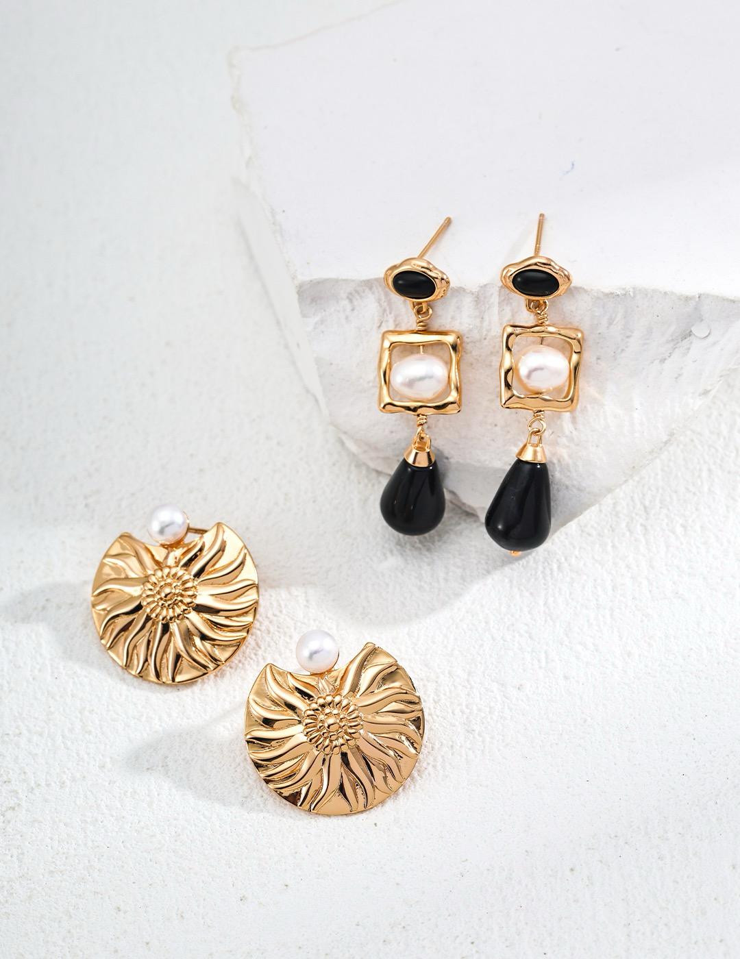 Midnight Muse|S925 Pearl & Black Onyx Drop Earrings