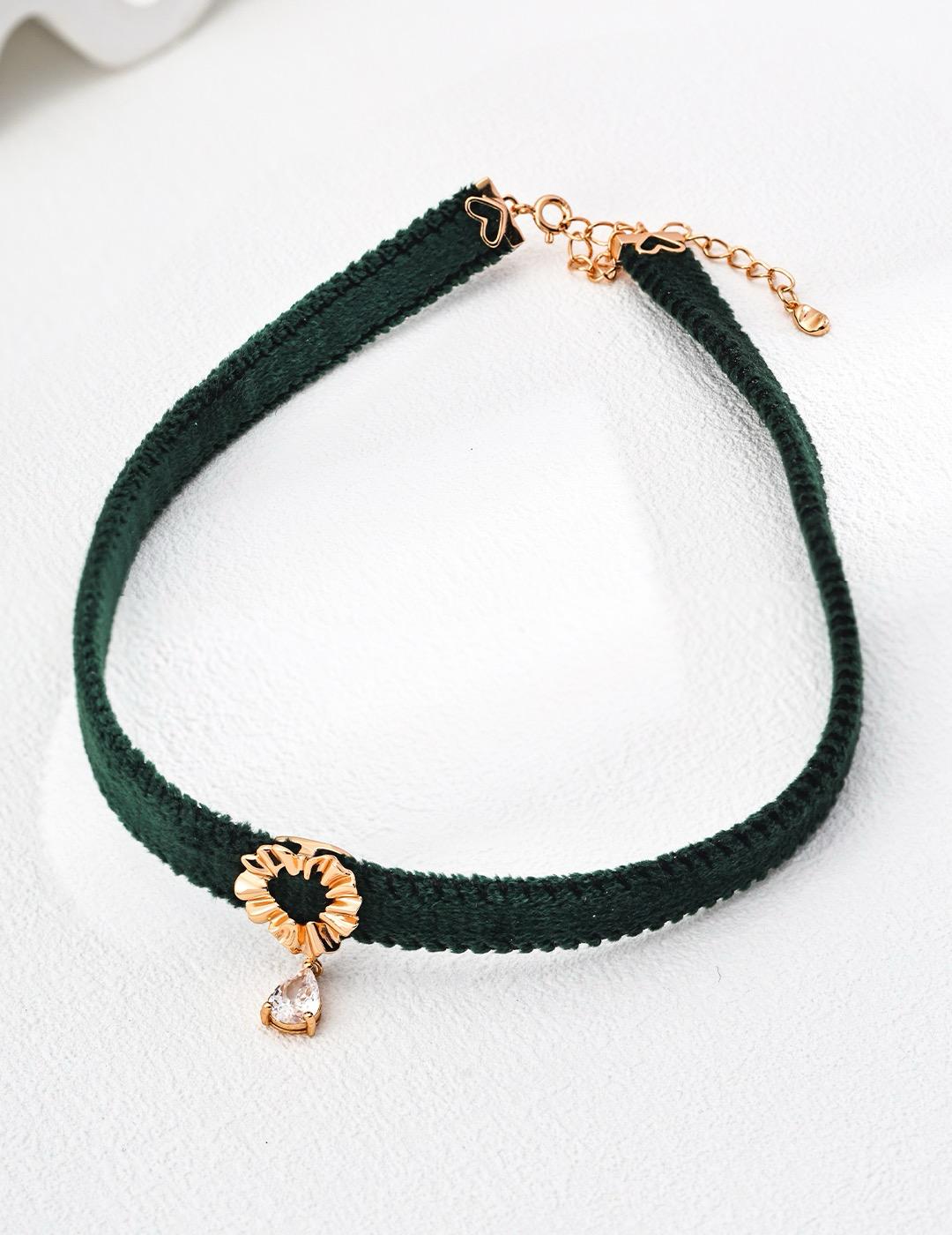Celestial Drop|S925 Heart-Shaped Zircon Velvet & PU Choker