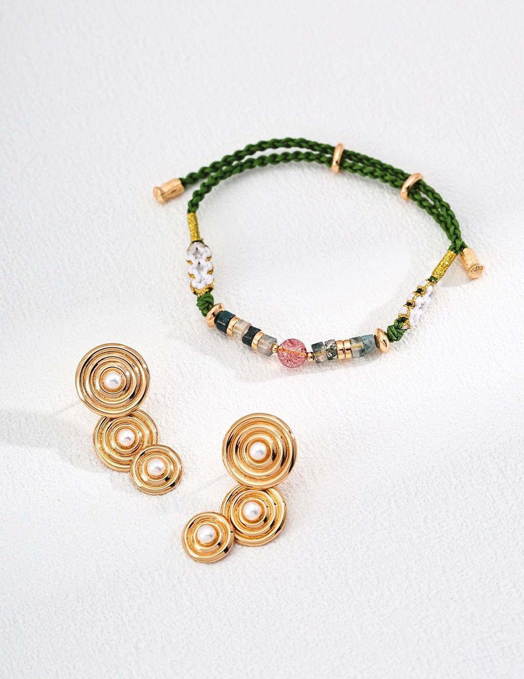 Forest Whisper|S925 Strawberry Quartz & Moss Agate Braided Bracelet