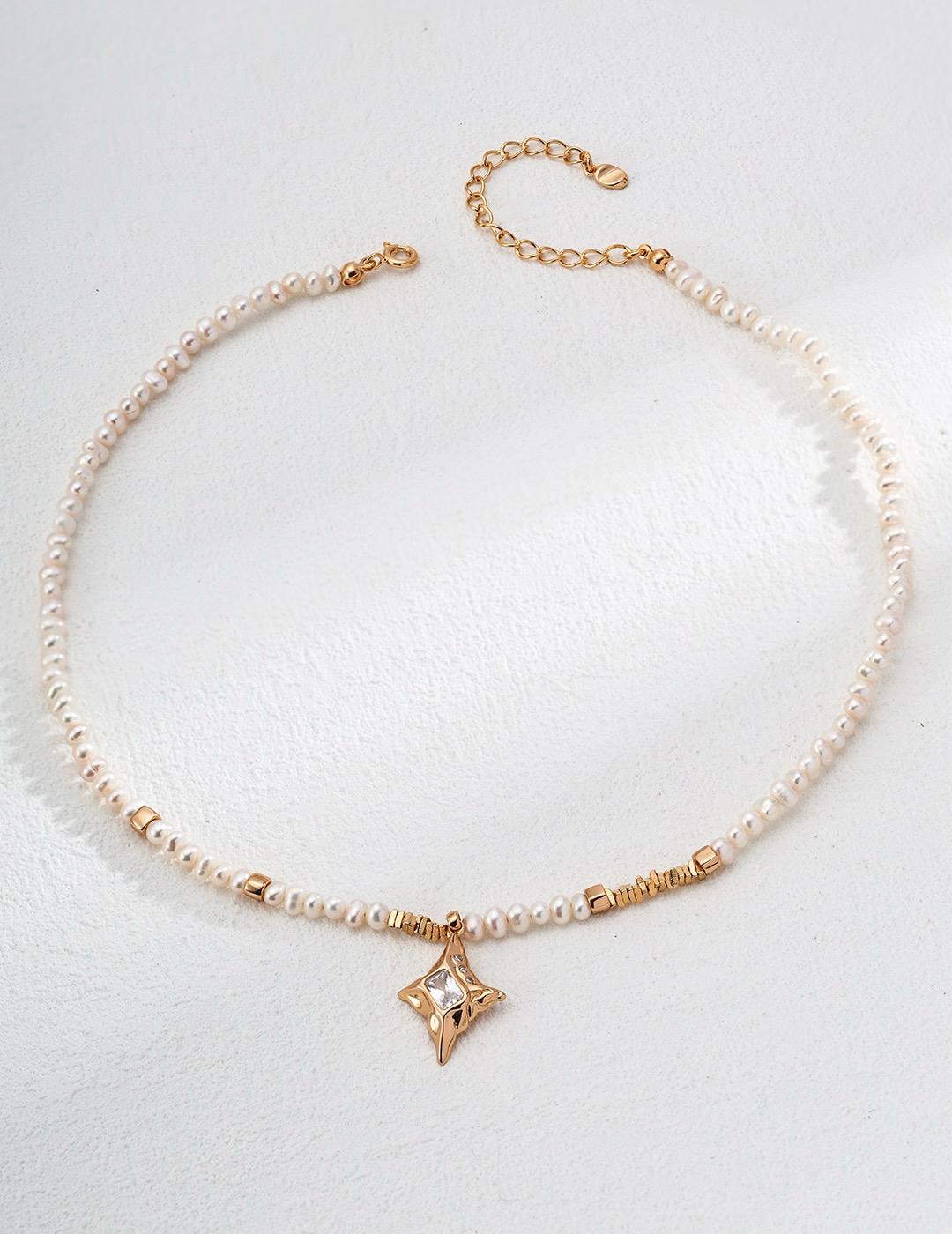 Starlit Gleam｜S925 Pearl Necklace with Zircon Pendant