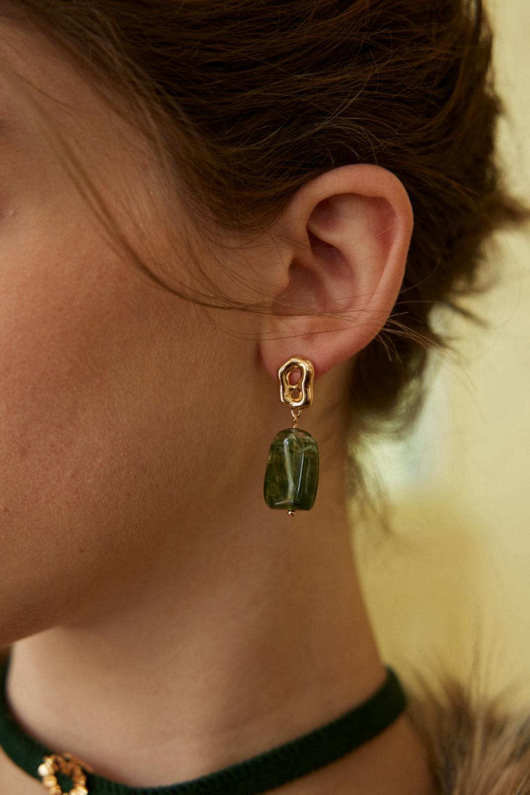 Queen Aura Drop Earrings | S925 Gold-Plated, Simulated Amber