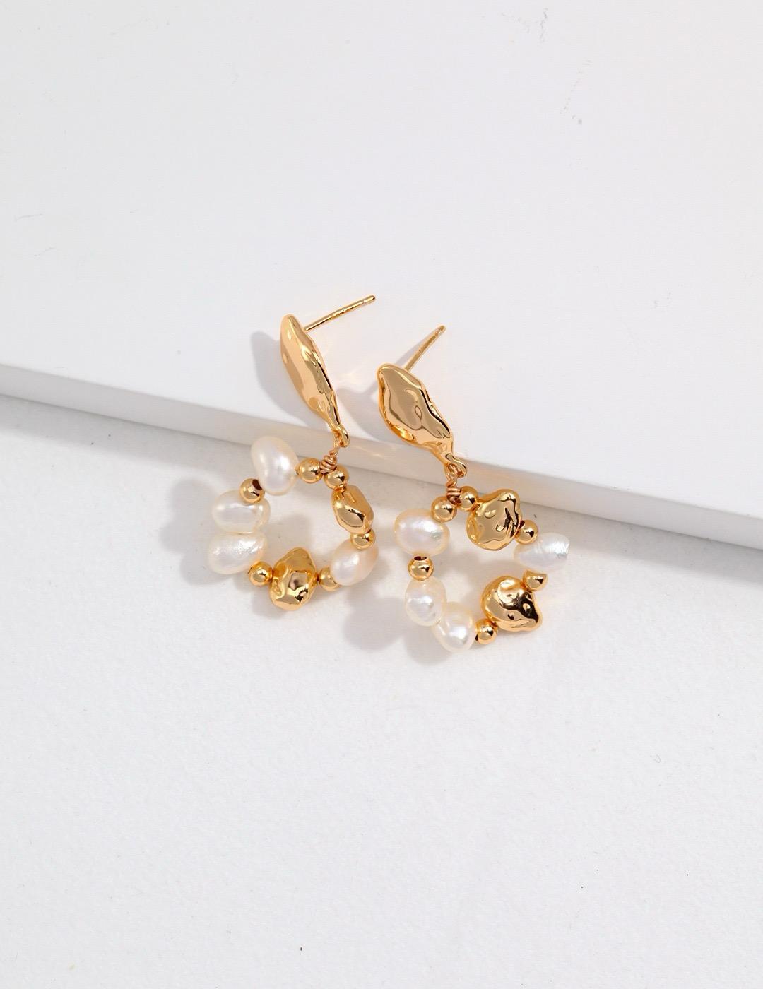 Golden Ripple Set｜S925 Pearl Jewelry Trio – Necklace, Bracelet & Earrings